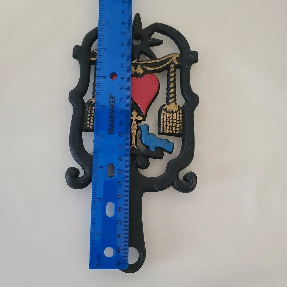 Vintage Wilton Cast Iron Trivet Heart & Birds